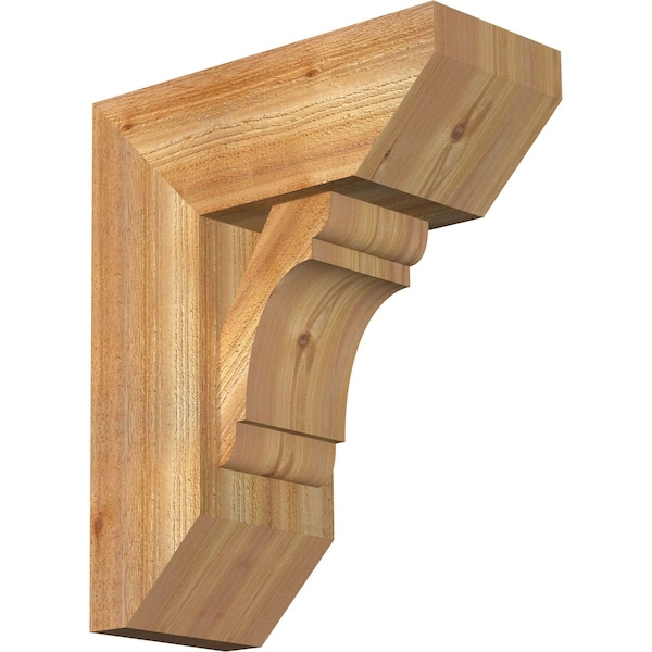 Ekena Millwork Olympic Slat Rough Sawn Bracket w/ Offset Brace, Western Red Cedar, 8"W x 18"D x 22"H BKT0806X18X22OLY06RWR - main